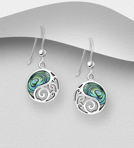 Sterling Silver Abalone "Celtic Wave" Earrings 2-1-1185