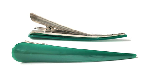 Pink Lily ~ "Honey" Large Pinch Clip ~ "Pearl" Collection ~ Emerald Green