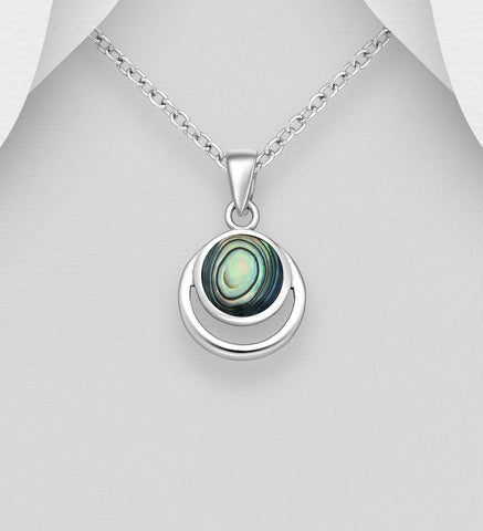 Sterling Silver Abalone Pendant on 18 inch box chain ~ 5-1-605
