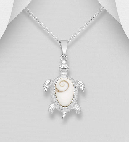 Sterling Silver Shiva Shell Turtle Pendant on 18 inch chain 5-1-627 NEW