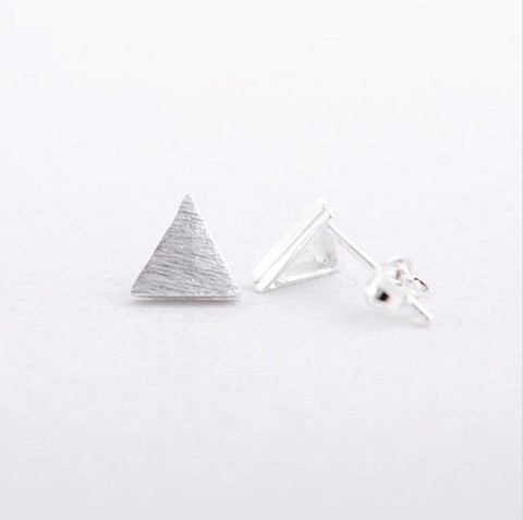 Pink Lily ~ Matte Flat Triangle Stud Earrings #10