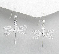 Sterling Silver  Dragonfly Dangle Earrings ~ 2-1-1059