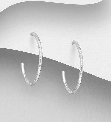 Sterling Silver Large Hoop Earrings ~ 2-1-1149 SALE