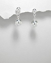 Sterling Silver Drop Ball Earrings ~ 2-1-874 SALE
