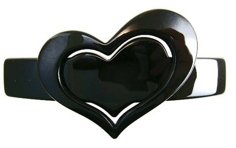"Valerie" Volume Heart Barrette ~ Handmade in France ~Black