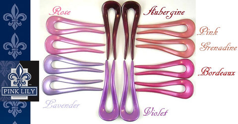 SALE ~ Adele Chignon Pin~ Orchid Colors SET of 2 ~ Made in France