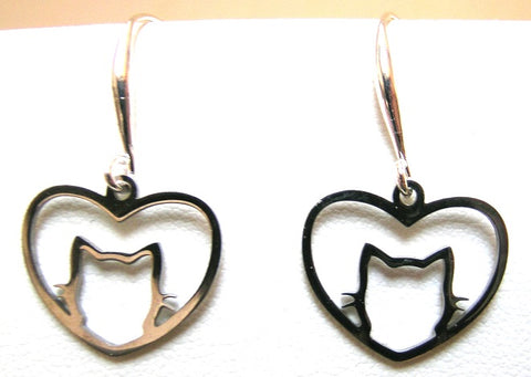 Pink Lily ~ Stainless Steel Cat Drop Earrings #36