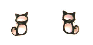 Pink Lily ~ Stainless Steel Open Cat Stud Earrings #29