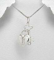 Sterling Silver Heart & Key Pendant on 18 Inch Chain ~ 5-1-215 SALE