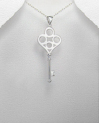 Sterling Silver Clover Key Pendant on 18 Inch Chain ~ 5-1-324 SALE