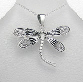 Sterling Silver  Dragonfly Pendant on 18 inch chain 5-1-455