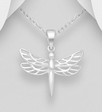 Sterling Silver  Dragonfly Pendant on 18 inch chain 5-1-474