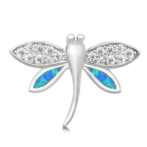 Sterling Silver Blue Dragonfly Pendant on 18 inch chain 5-1-537 SALE