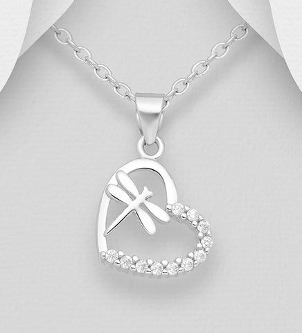 Sterling Silver CZ Dragonfly Pendant on 18 inch chain 5-1-545 SALE