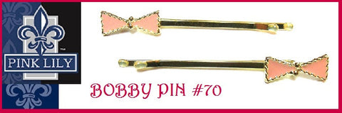 Pink Lily ~ Bobby Pin Set #70 ~ Lovely Pink Bow ~ Sold as a SET