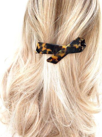 "Collette" Cross Over Bow Volume Barrette ~ Handmade in France ~ Tokyo