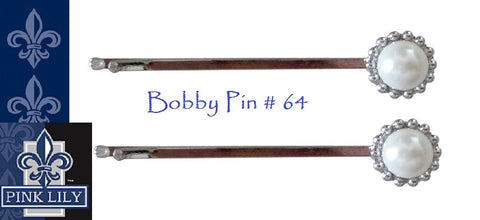 Pink Lily ~ Pearl Bobby Pin #64 ~ Sold as a SET of 4 pcs.