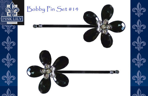 Pink Lily ~ Bobby Pin: Black Daisy #14 ~ Sold as a SET