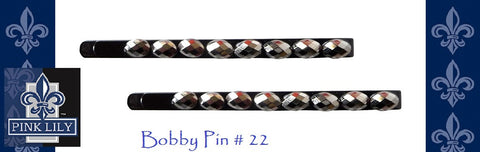 Pink Lily ~ Bobby Pin: Beautiful Gun Metal Rhinestones #22 ~ Sold as a SET of 4