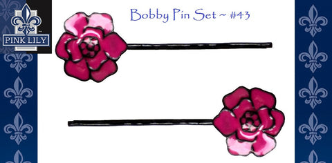Pink Lily ~ Magenta Flower Bobby Pin #43 ~ Sold as a SET