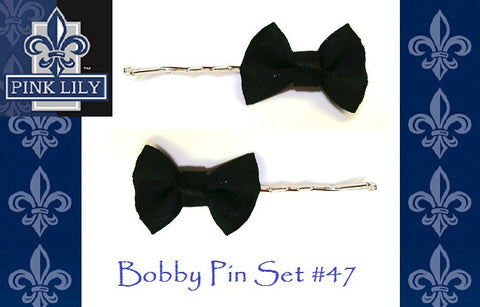 Pink Lily ~ Black Fabric Flower  Bobby Pins #47 ~ Sold as a SET of 4 pcs.
