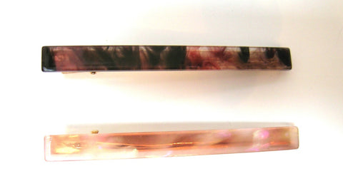 Pink Lily ~ "Tristan" Set: Pinch Clips ~ 1 Tan Marbled & 1 Marbled Brown #137