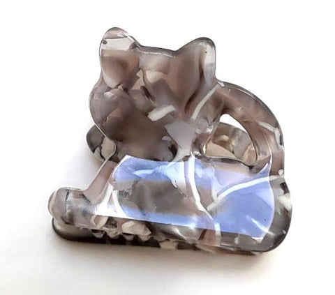 Pink Lily ~ "Puff" Cat Jaw ~ Gray & White