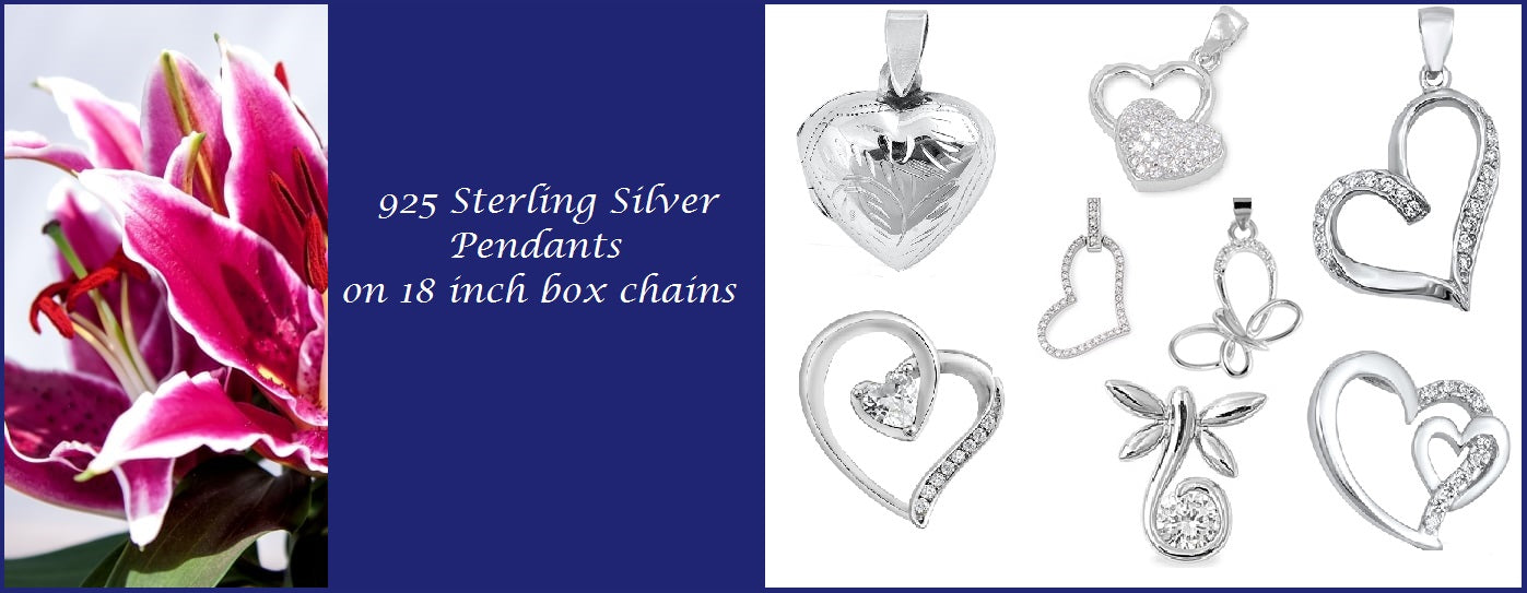 Sterling Silver Pink Lily ~ Hearts ~ Tree of Life