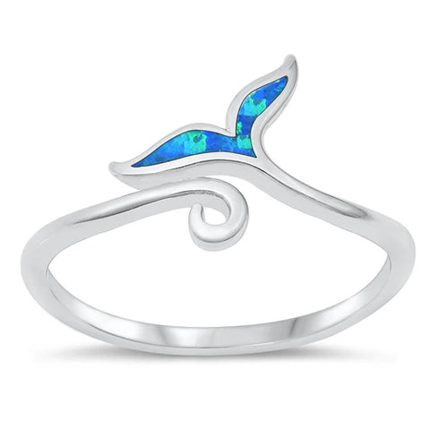 Sterling Silver - Blue Whale Tail & Wave - Ring Size 9 - 1-4-5 NEW