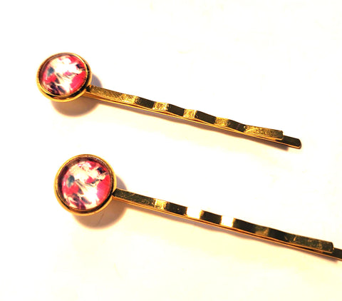 Pink Lily ~ Flowers ~ Bobby Pin Set  ~ #108-11