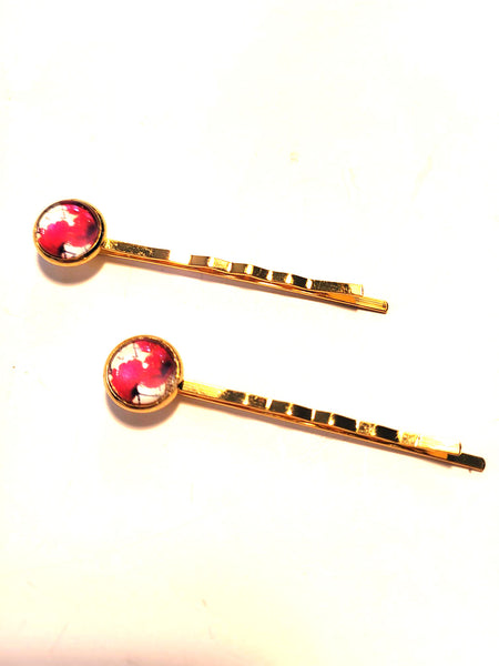 Pink Lily ~ Flowers ~ Bobby Pin Set  ~ #108-9