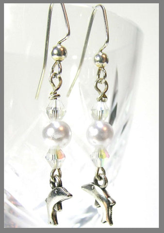 Pink Lily ~ Dolphin Drop Earrings #92-7