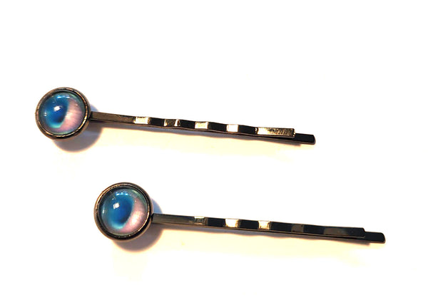 Pink Lily ~ Peacock Feathers ~ Bobby Pin Set  ~ #111-8
