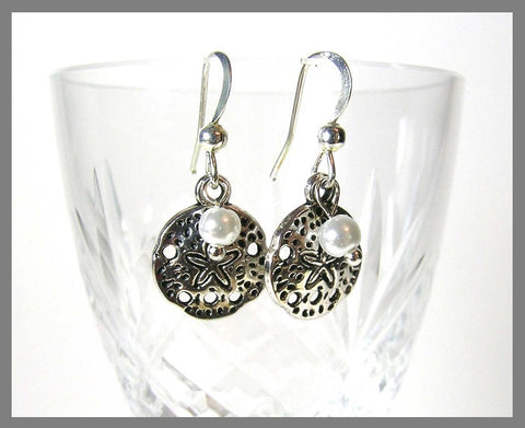 Pink Lily ~ Sand Dollar Drop Earrings #90-2