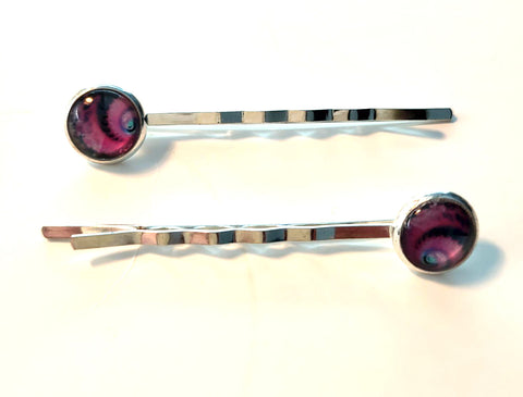 Pink Lily ~ Swirl Pink & Blue Bobby Pin Set  ~ #133-11