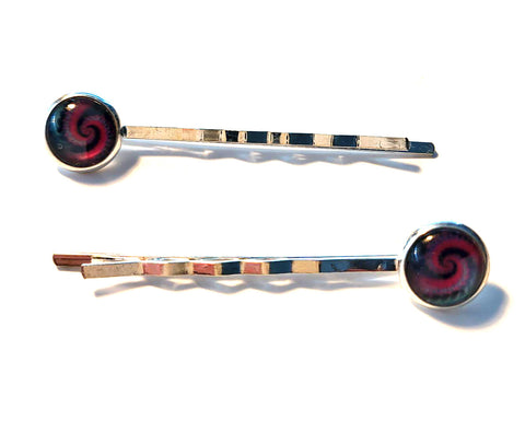 Pink Lily ~ Swirl Pink & Blue Bobby Pin Set  ~ #133-9