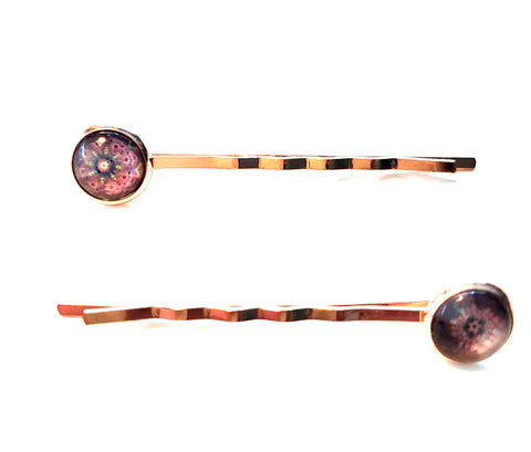 Pink Lily ~ Rose Gold Plated Pink Bobby Pin Set  ~ #134-2