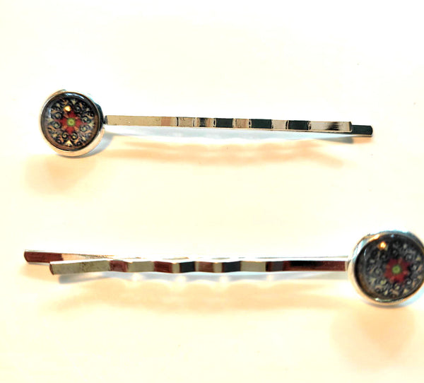 Pink Lily ~  Blue & Red Bobby Pin Set  ~ #134-8