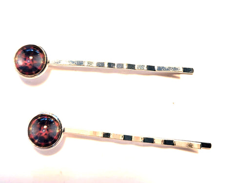 Pink Lily ~ Navy & Purple Mandela ~ Bobby Pin Set  ~ #135-1