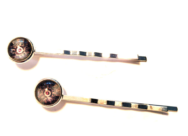 Pink Lily ~ Blue & Red Flower ~ Bobby Pin Set  ~ #135-2