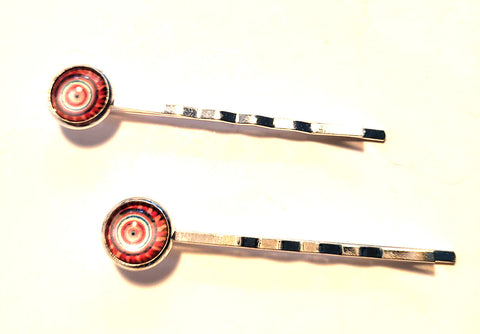 Pink Lily ~ Red & Blue Mandela ~ Bobby Pin Set  ~ #135-6