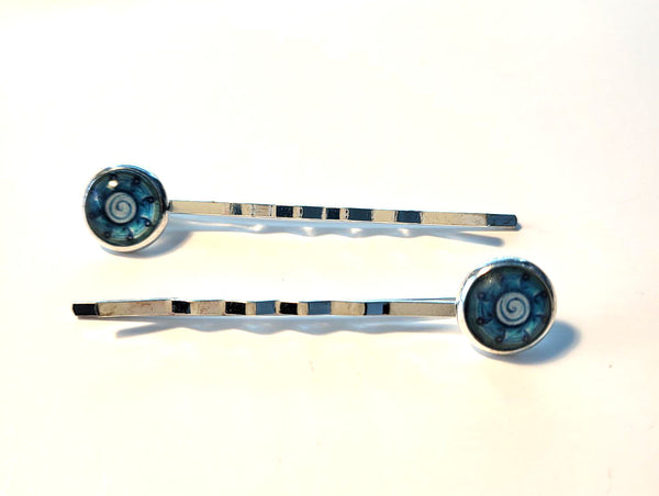 Pink Lily ~ Blue Bobby Pin Set  ~ #136-1