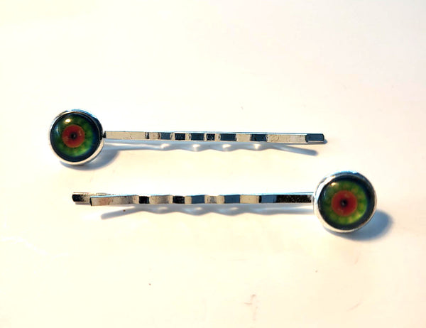Pink Lily ~ Blue & Green Bobby Pin Set  ~ #136-5