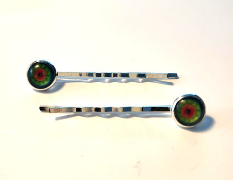 Pink Lily ~ Blue & Green Bobby Pin Set  ~ #136-5