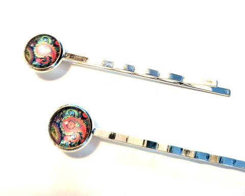 Pink Lily ~  Pink Paisley ~ Bobby Pin Set  ~ #144-11