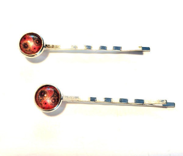 Pink Lily ~  Pink & Purple Paisley ~ Bobby Pin Set  ~ #144-6