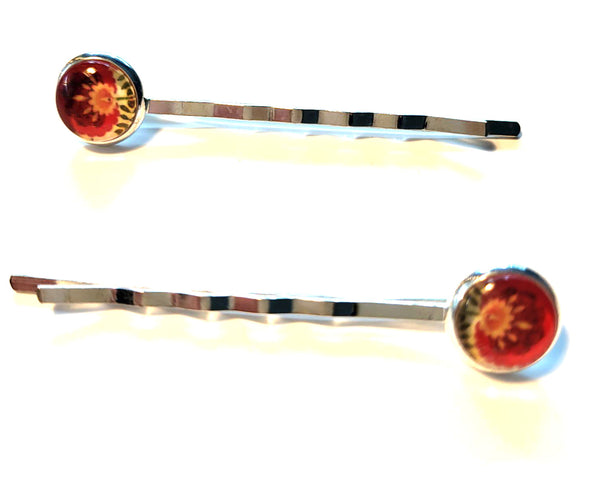 Pink Lily ~  Orange & Red Bobby Pin Set  ~ #145-4
