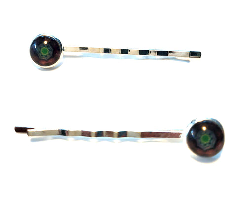 Pink Lily ~  Green Red & Cream Bobby Pin Set  ~ #148-10