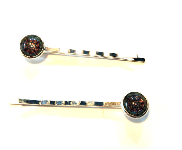 Pink Lily ~  Green Red & Cream Bobby Pin Set  ~ #148-11