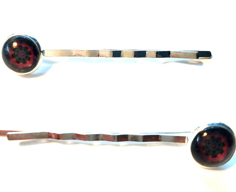 Pink Lily ~  Red & Green Bobby Pin Set  ~ #148-7